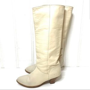 FRYE Vintage Tall Cream Heeled Boots